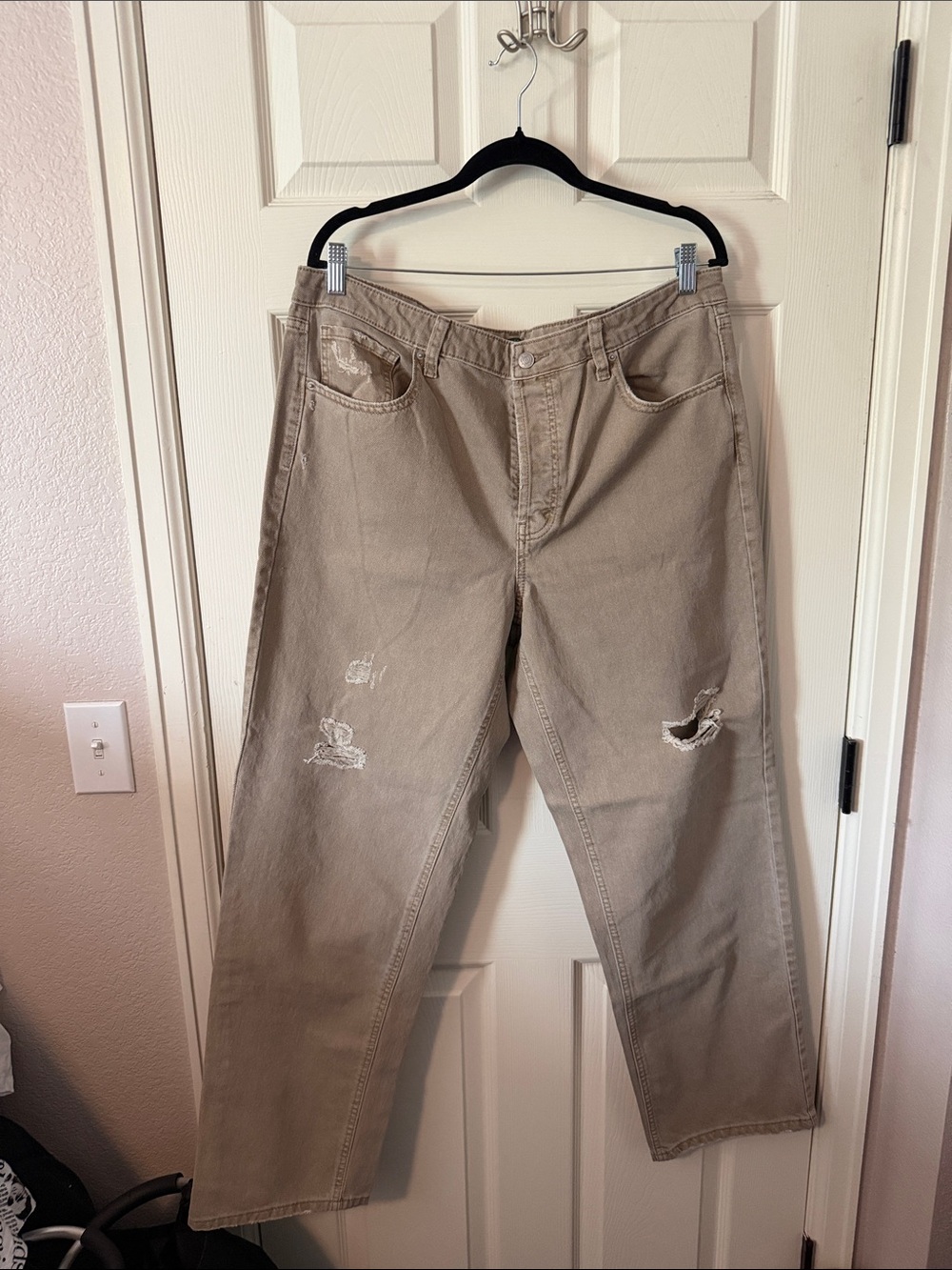 Wild Fable High-Rise Distressed Wide Leg Jeans in Taupe